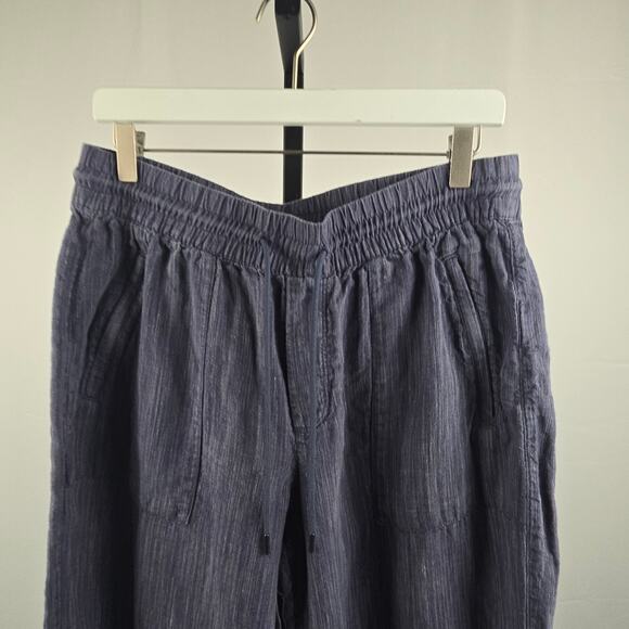 Athleta 100% Linen Retreat High Rise Wide Leg Pant Blue Size Medium - Picture 3 of 9
